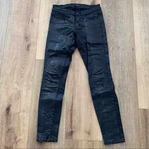 Black bebe snake skin skinny jeans